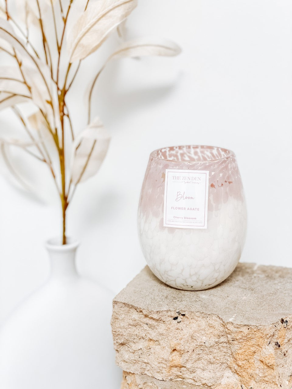Flower Agate Crystal Candle